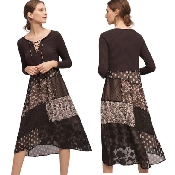 Maeve | Anthropologie | Belle Noir Patchwork Dress Whimsigoth - Picture 1 of 7